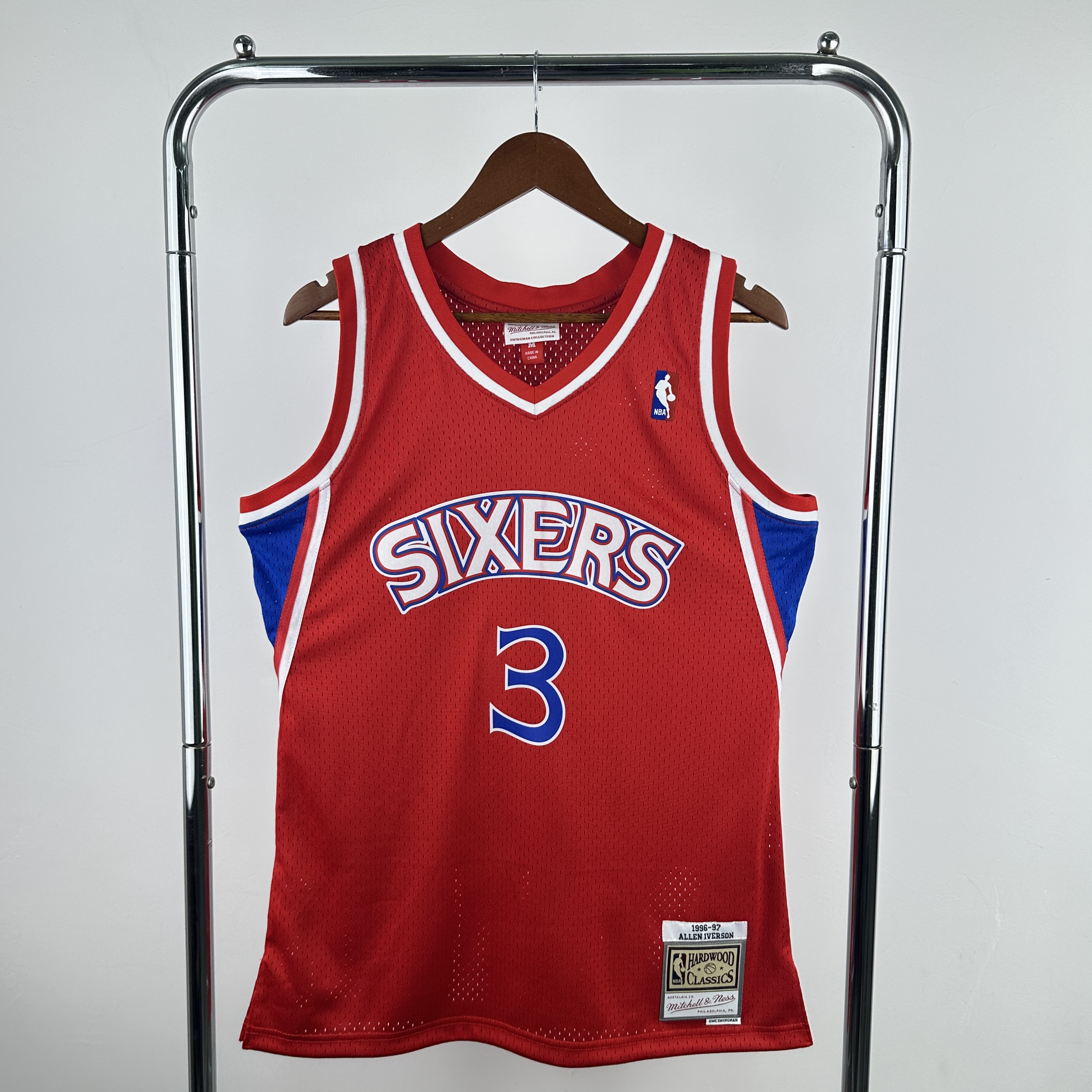 Men Philadelphia 76ers #3 Iverson Red Throwback Game 2025 NBA Jersey